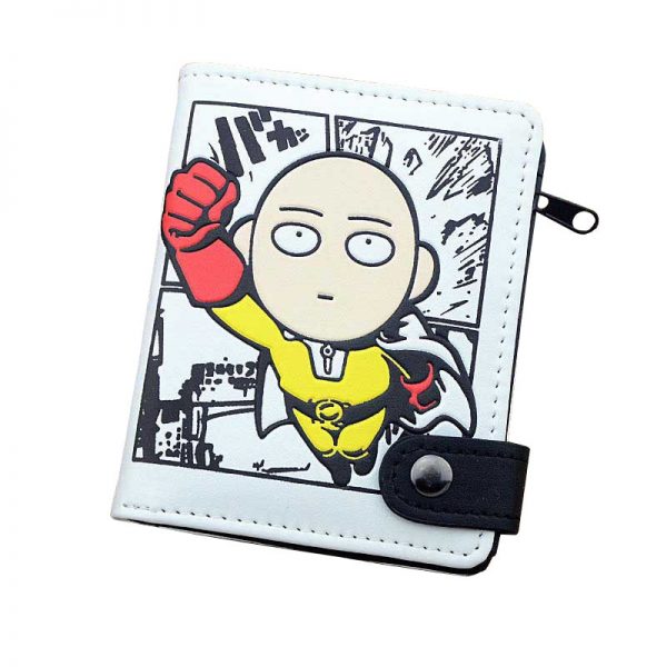 Anime One Punch Man PU White Zero Wallet Coin Purse with Interior Zipper Pocket - One Punch Man Merch