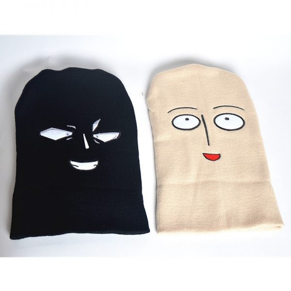 2021 New Winter Funny Harajuku Cartoon Anime One Punch Man Bald Saitama Embroidered Knitted Hat Women 2 - One Punch Man Merch