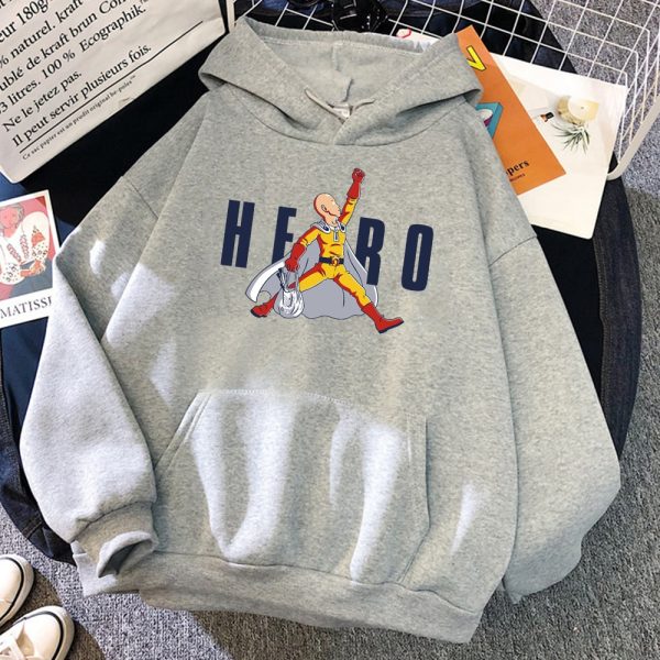 Japan Anime Saitama Hero Hoodie One Punch Man Hoodie Sweatshirt Mens Harajuku Streetwear Mens Autumn Warm 2 - One Punch Man Merch