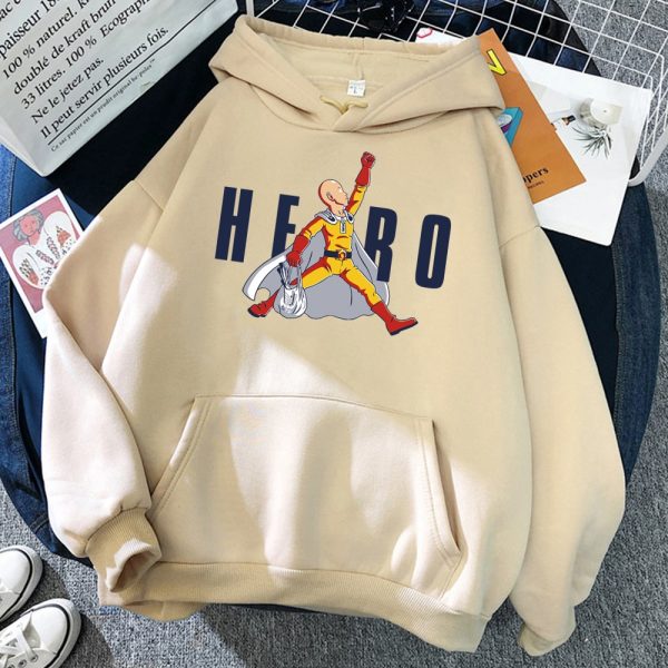 Japan Anime Saitama Hero Hoodie One Punch Man Hoodie Sweatshirt Mens Harajuku Streetwear Mens Autumn Warm - One Punch Man Merch