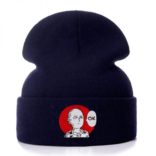 ONE PUNCH MAN OK Cotton Embroidery Casual Beanies for Men Women Knitted Winter Hat Solid Hip 1 - One Punch Man Merch