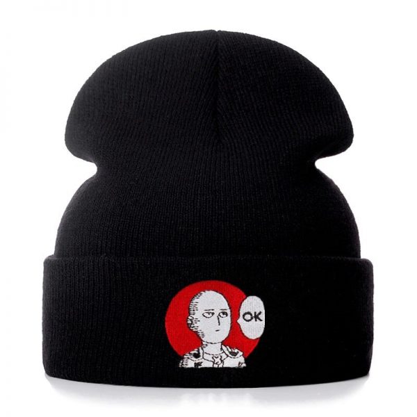 ONE PUNCH MAN OK Cotton Embroidery Casual Beanies for Men Women Knitted Winter Hat Solid Hip - One Punch Man Merch