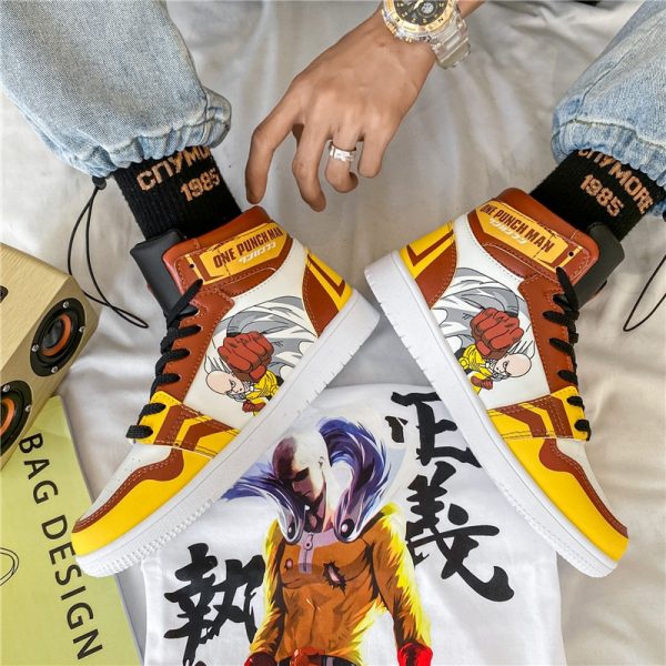 ONE PUNCH MAN Saitama Cosplay Anime shoes Men Casual Shoes Cartoon Printed Fist Sneakers Women High 3 - One Punch Man Merch
